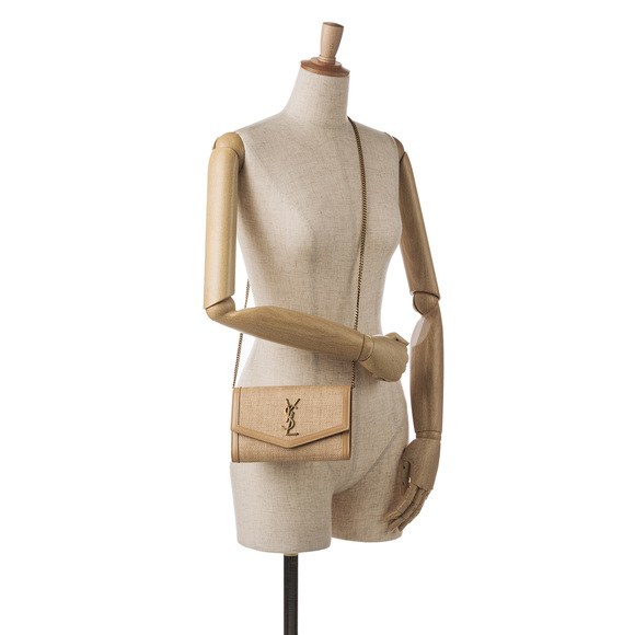 Pre-Loved Saint Laurent Monogram Raffia Uptown Wallet on Chain - Picture 11 of 12